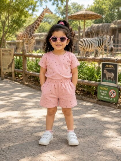 pink Dot print short set