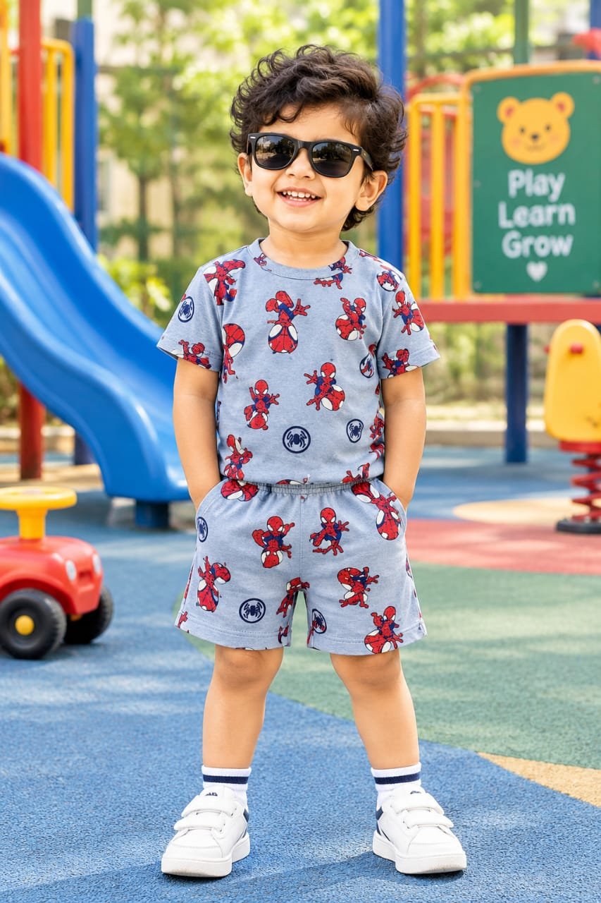 Spider man printed short set