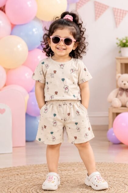 Sandel ballon printed short set