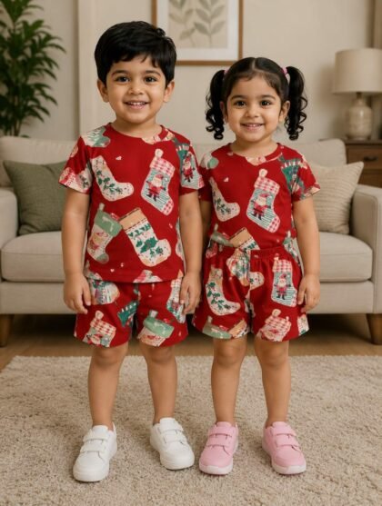 Red print short set