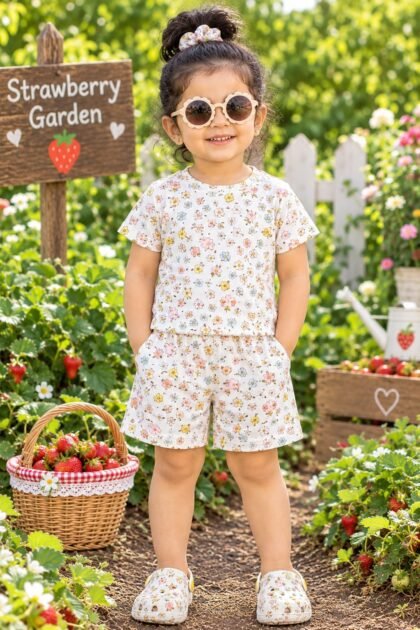 white floral print short set