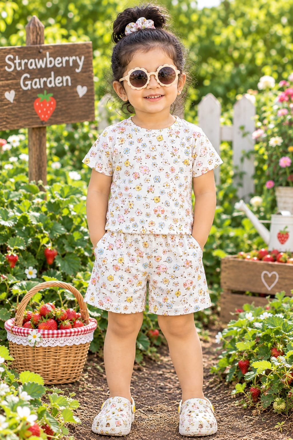 white floral print short set