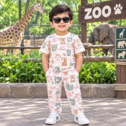 White Animal printed pant set